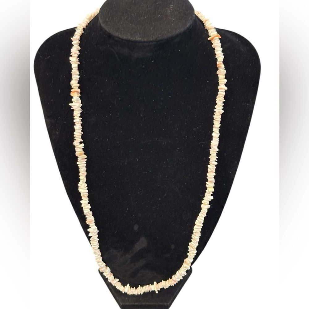 Vintage Polynesian Sea Shell Coral Necklace Light PeachโSurfer Hawaii